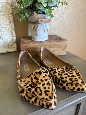 Steve Madden Leopard-Print Pointed-Toe Loafers in Tan and Black